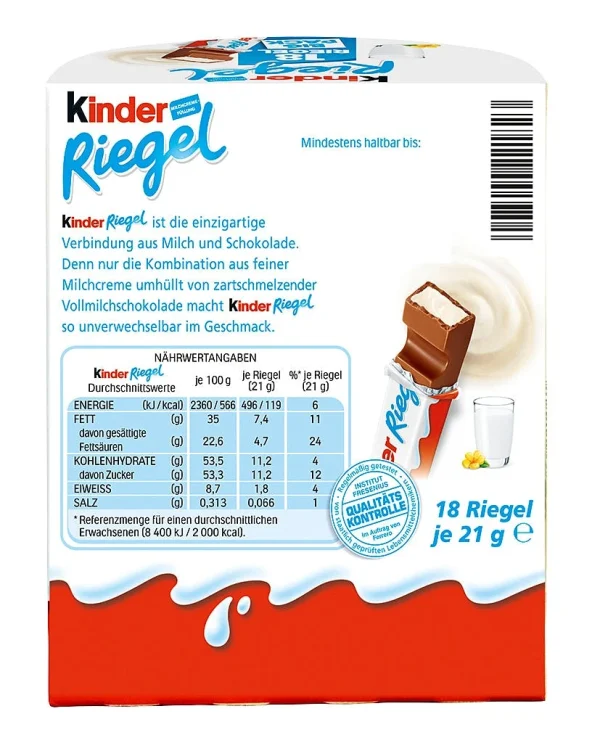 Kinder Schokoladenriegel 18 Riegel (378 G) 8