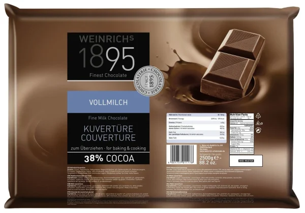 Weinrich Kuvertüre Vollmilch 38% Kakaogehalt (2,5 Kg) 1